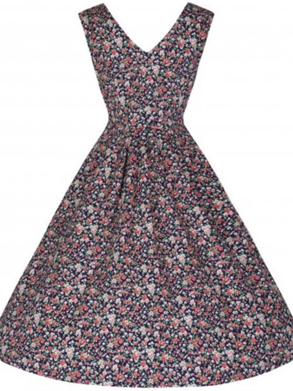 Lindy Bop Navy Ditsy Dress - Picture 6 of 7